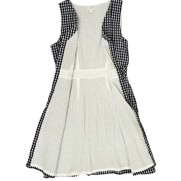 J.Crew Navy & White V-Neck Button-Front Dress in Gingham Plaid Size 10 - Picture 5 of 6